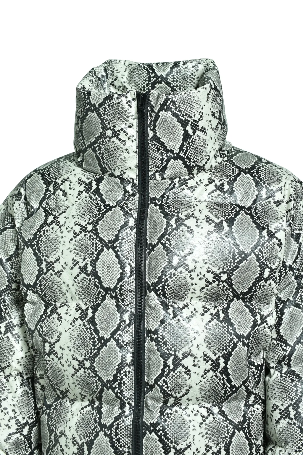 Faux Leather Snake Down Jacket / Gry Snake