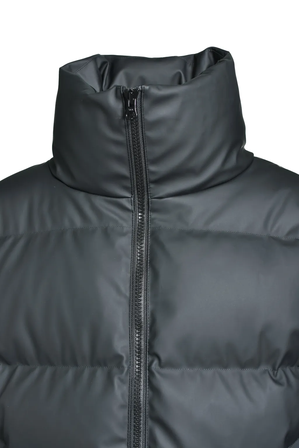 Faux Leather Matte Down Jacket / Blk
