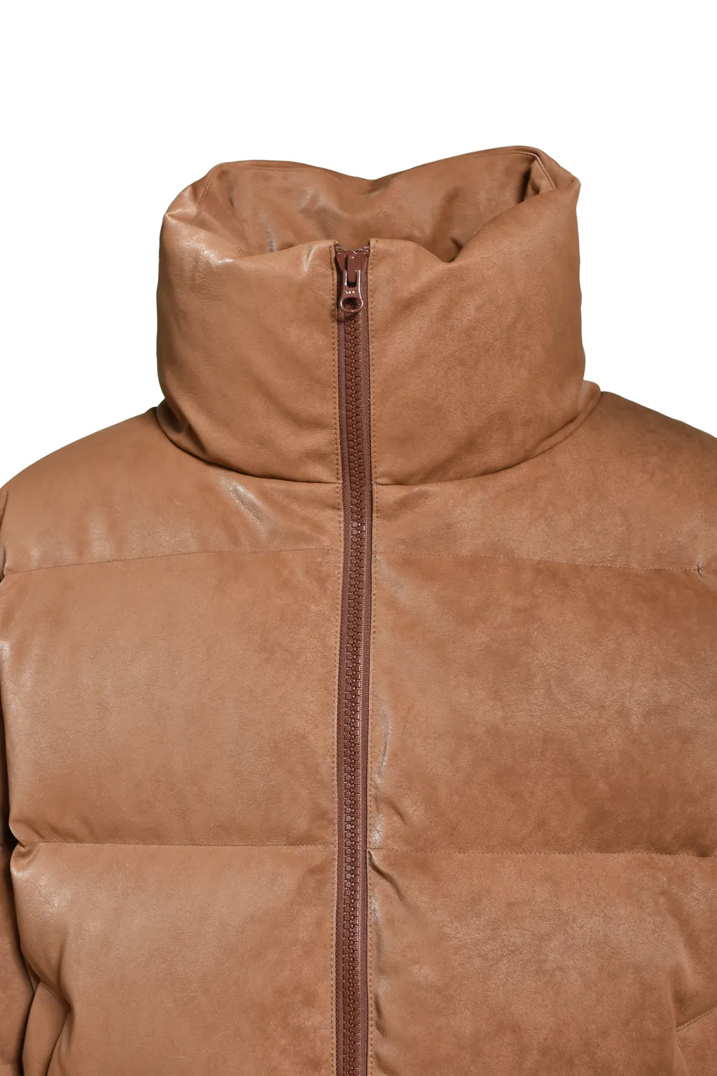 Faux Leather Shrink Down Jacket / Brw