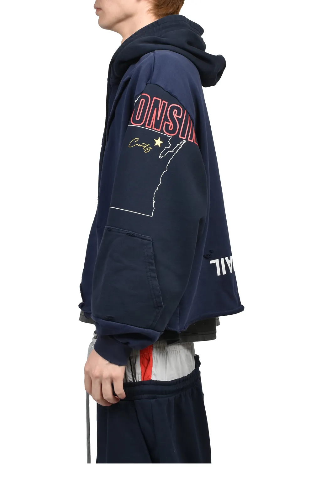 Upside Down Zip Hoodie / Nvy