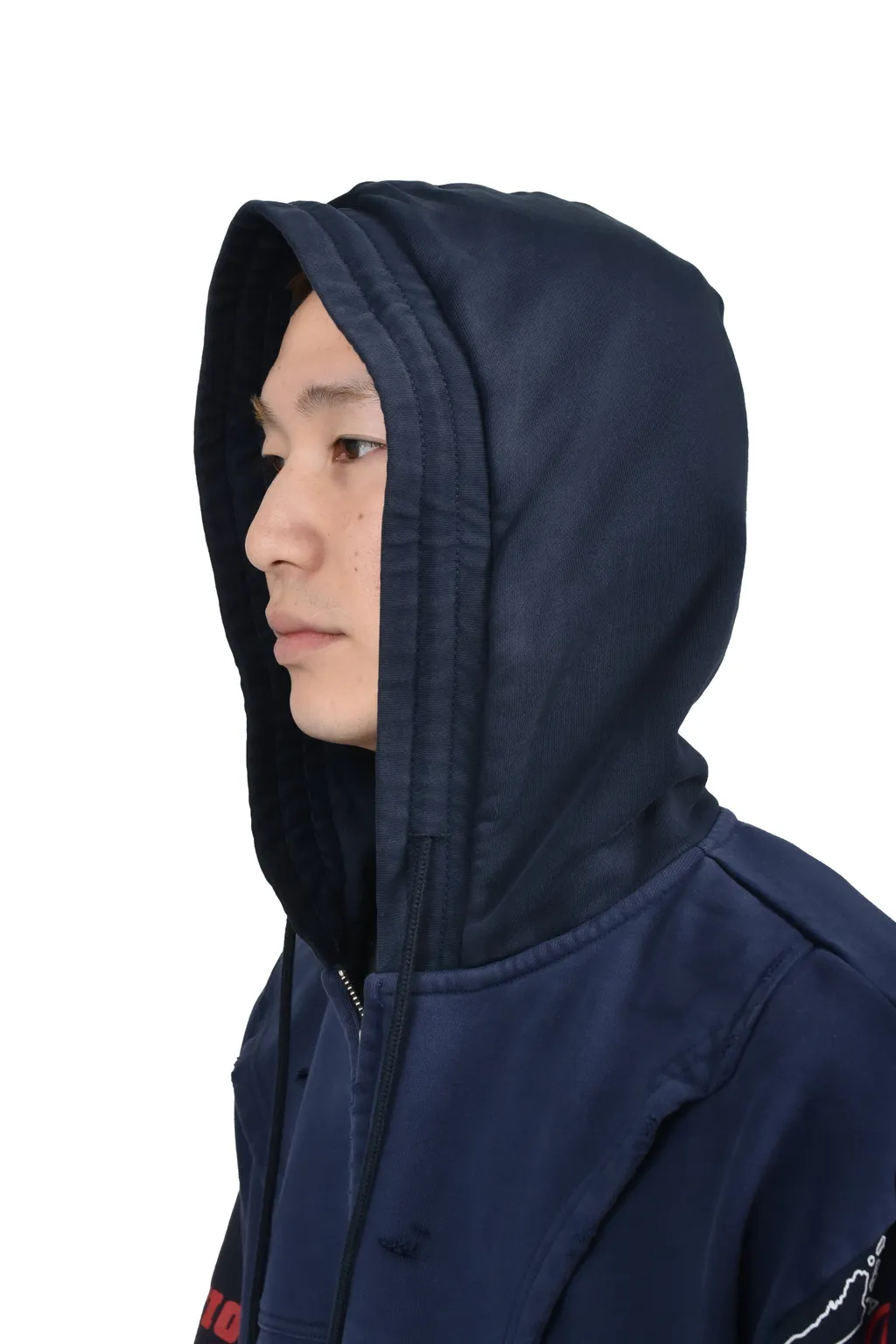 Upside Down Zip Hoodie / Nvy