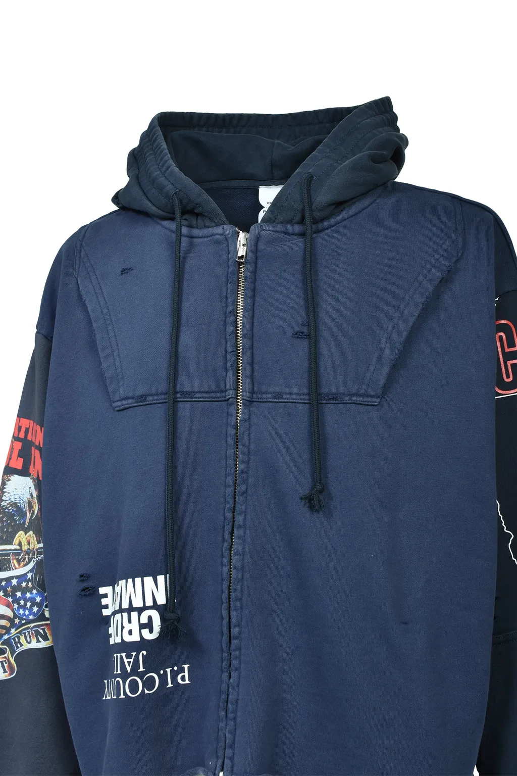 Upside Down Zip Hoodie / Nvy