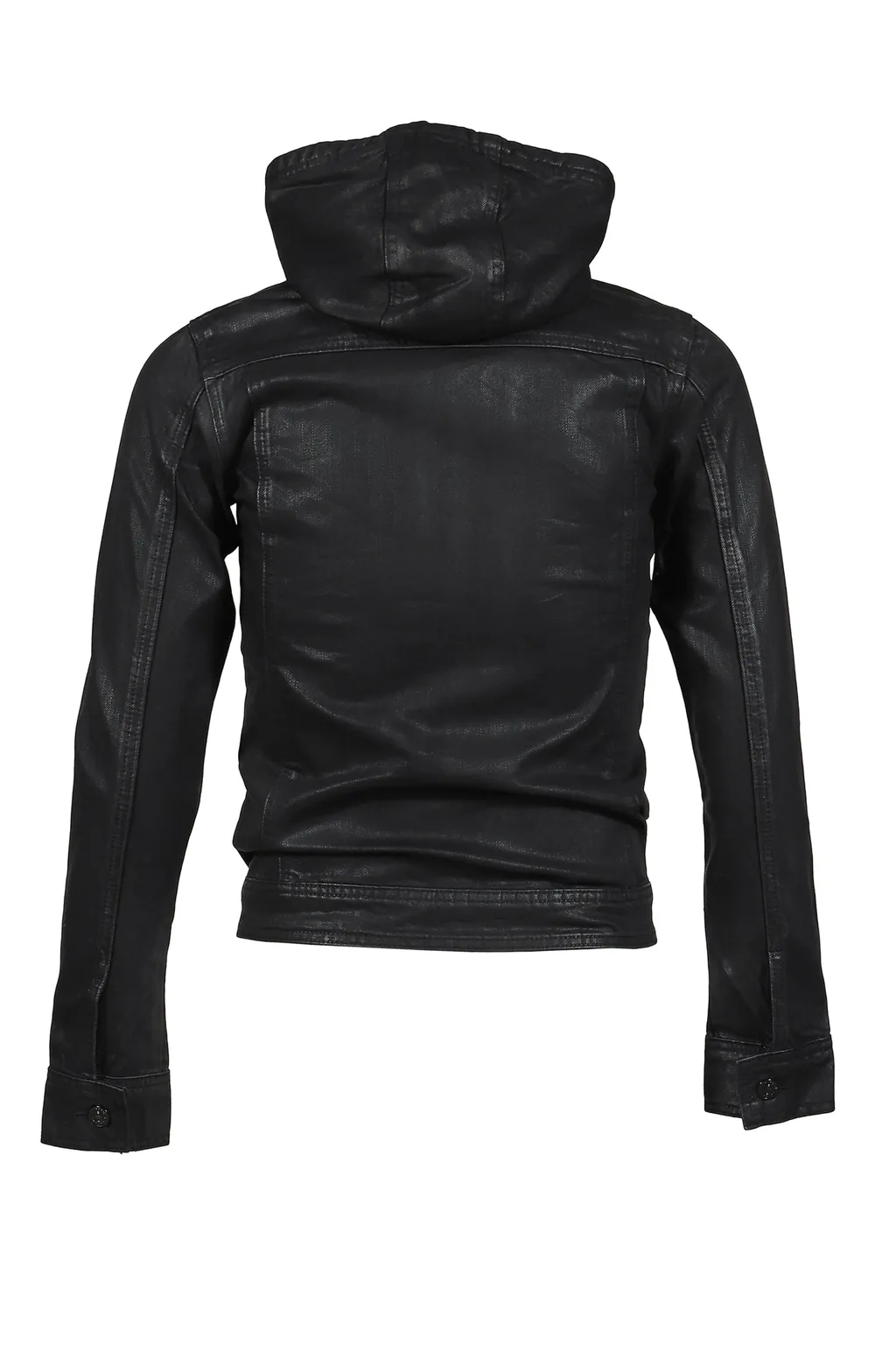 Coated Denim Hooded Jacket / Blk