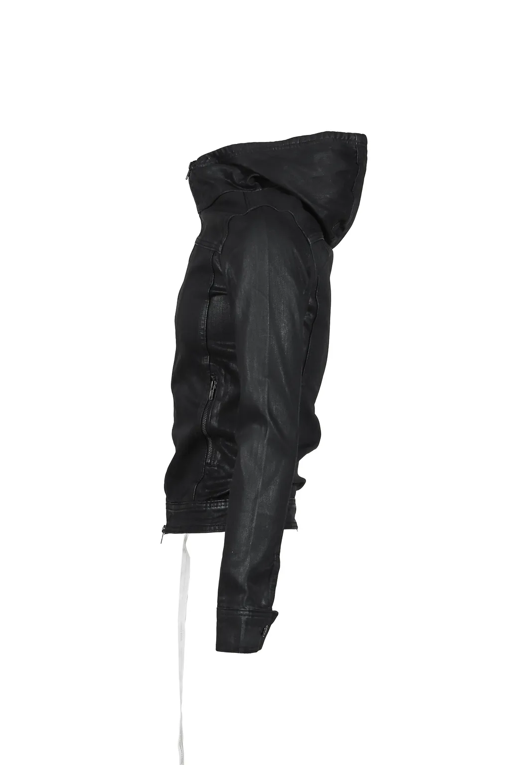 Coated Denim Hooded Jacket / Blk