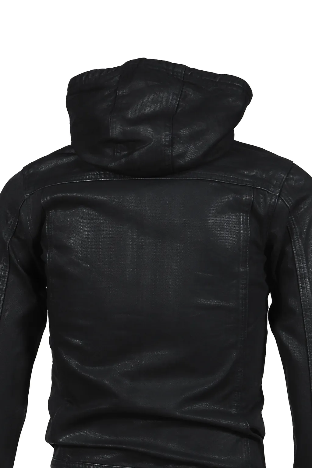 Coated Denim Hooded Jacket / Blk