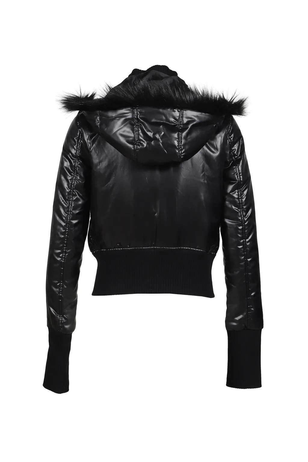 Shiny Nylon Shrunken Jacket / Blk