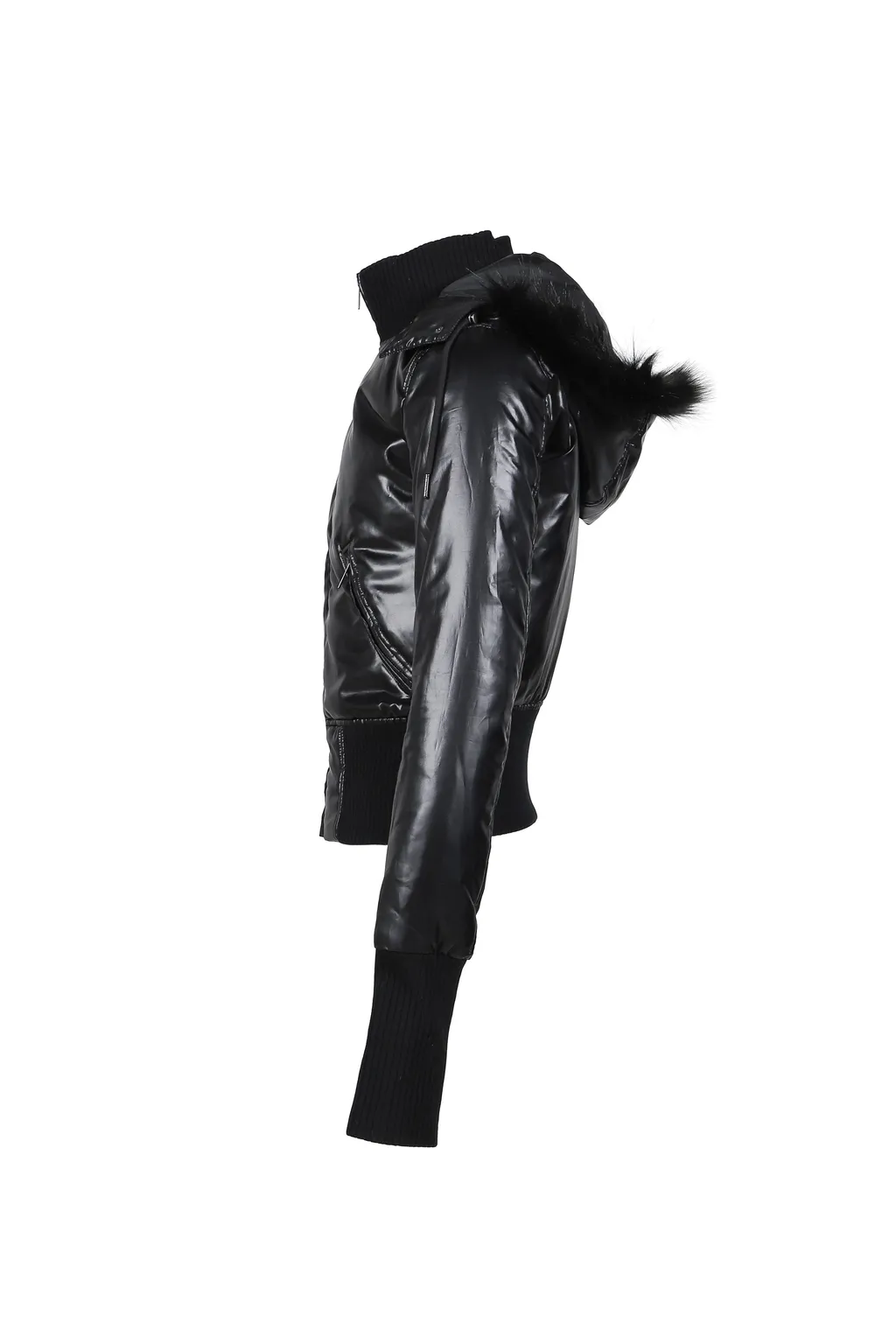 Shiny Nylon Shrunken Jacket / Blk