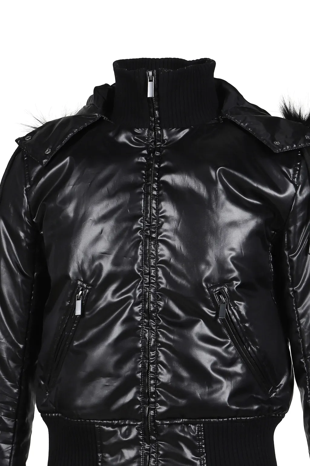Shiny Nylon Shrunken Jacket / Blk