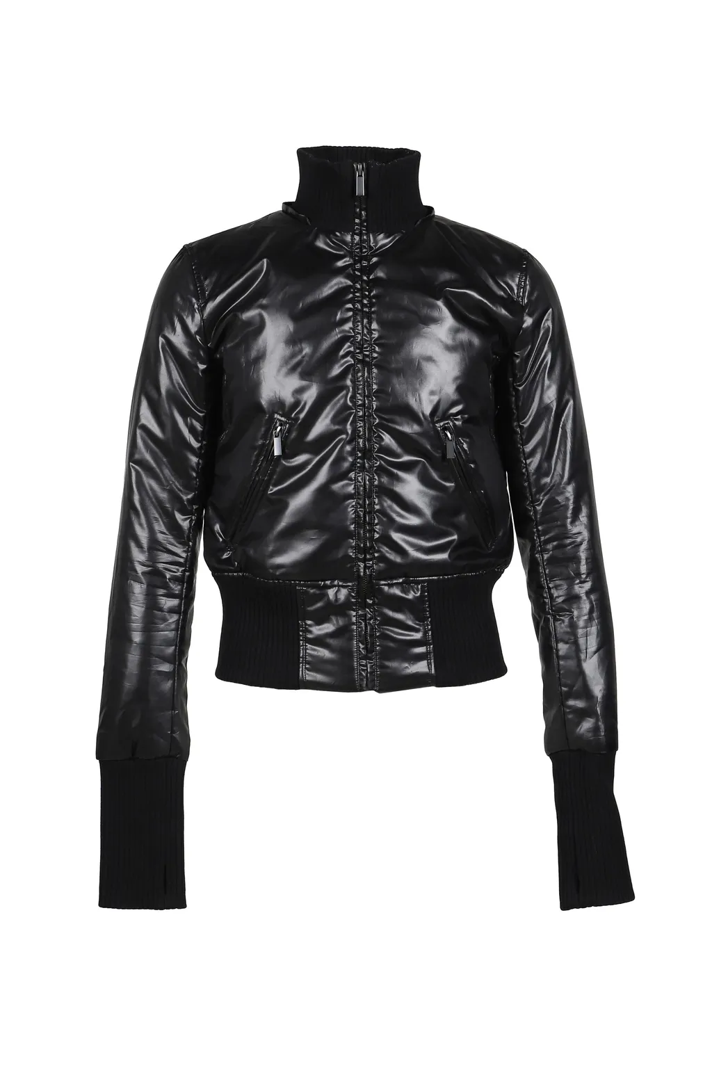 Shiny Nylon Shrunken Jacket / Blk