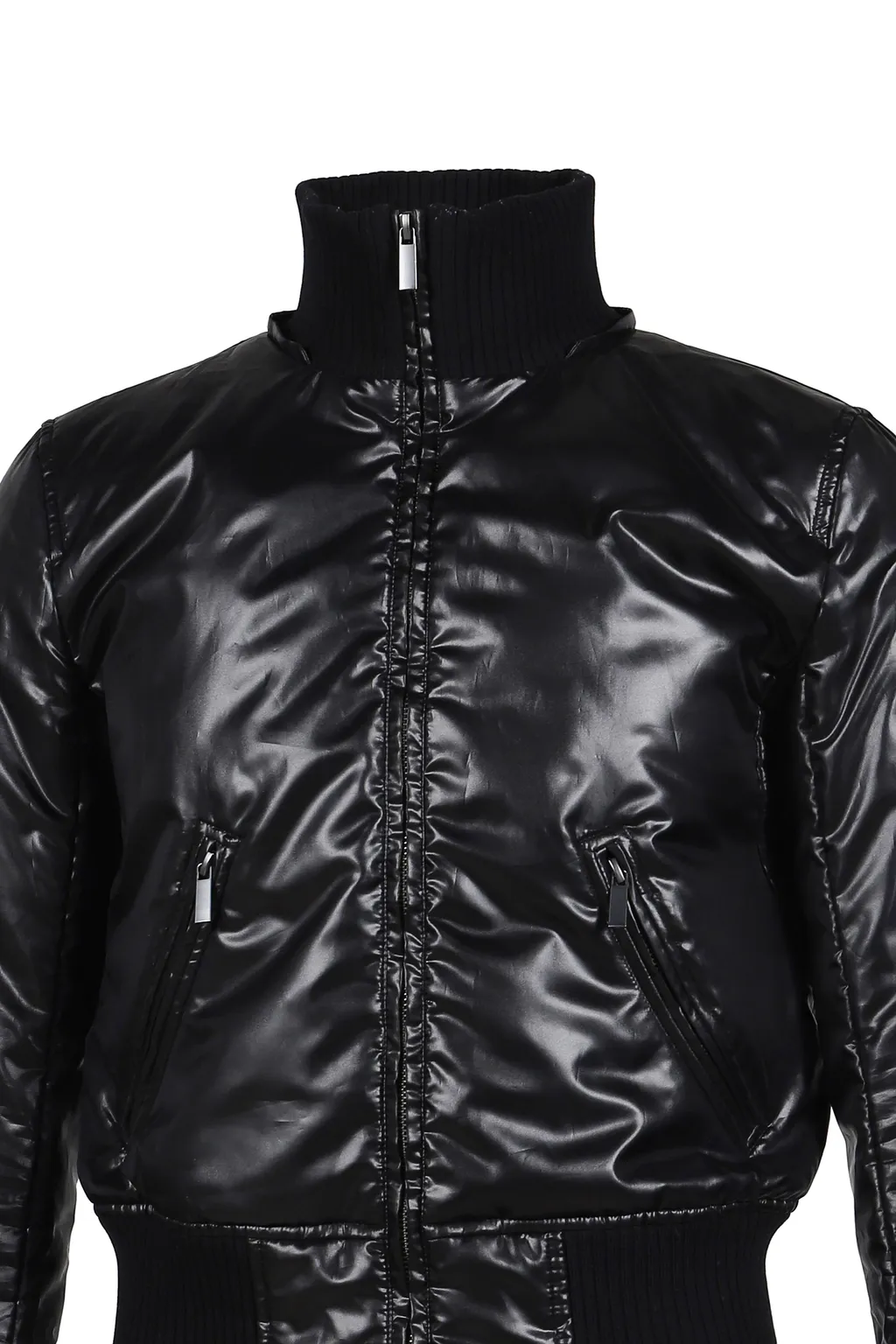 Shiny Nylon Shrunken Jacket / Blk