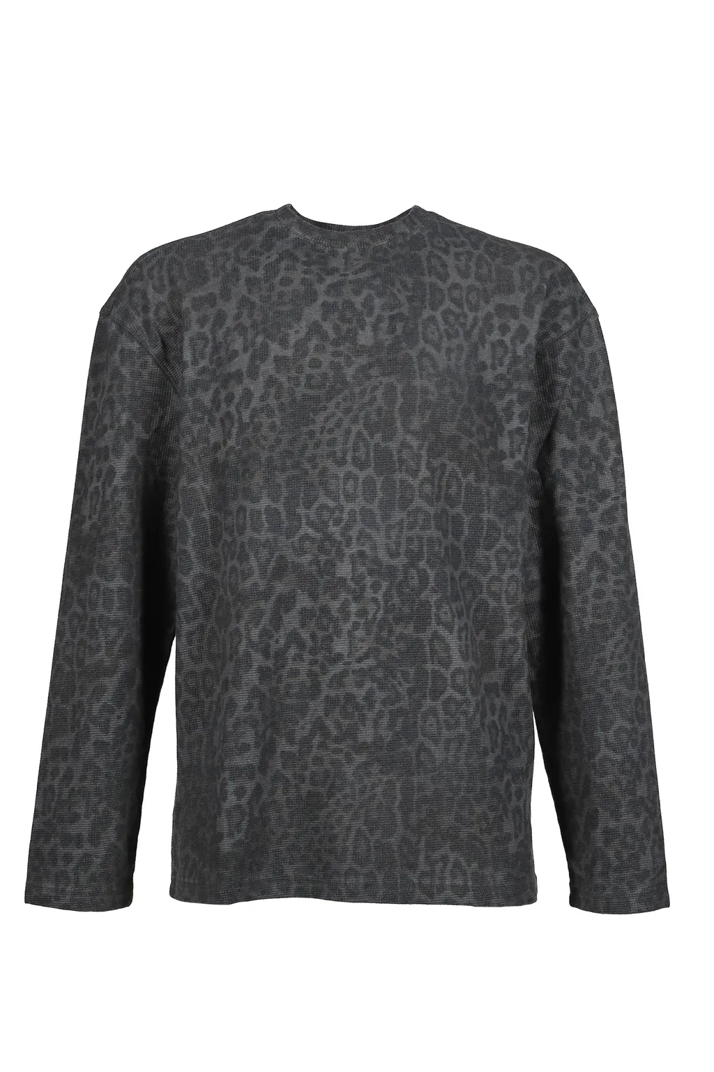 Charcoal Leopard Waffle Ls Top / Leo