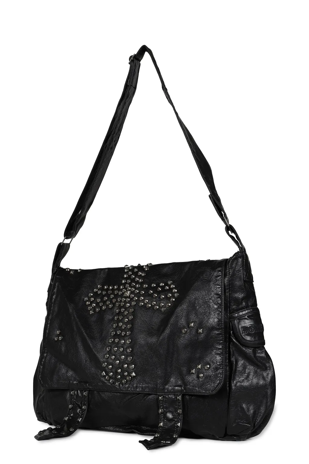 Studded Pu Messenger Bag / Blk