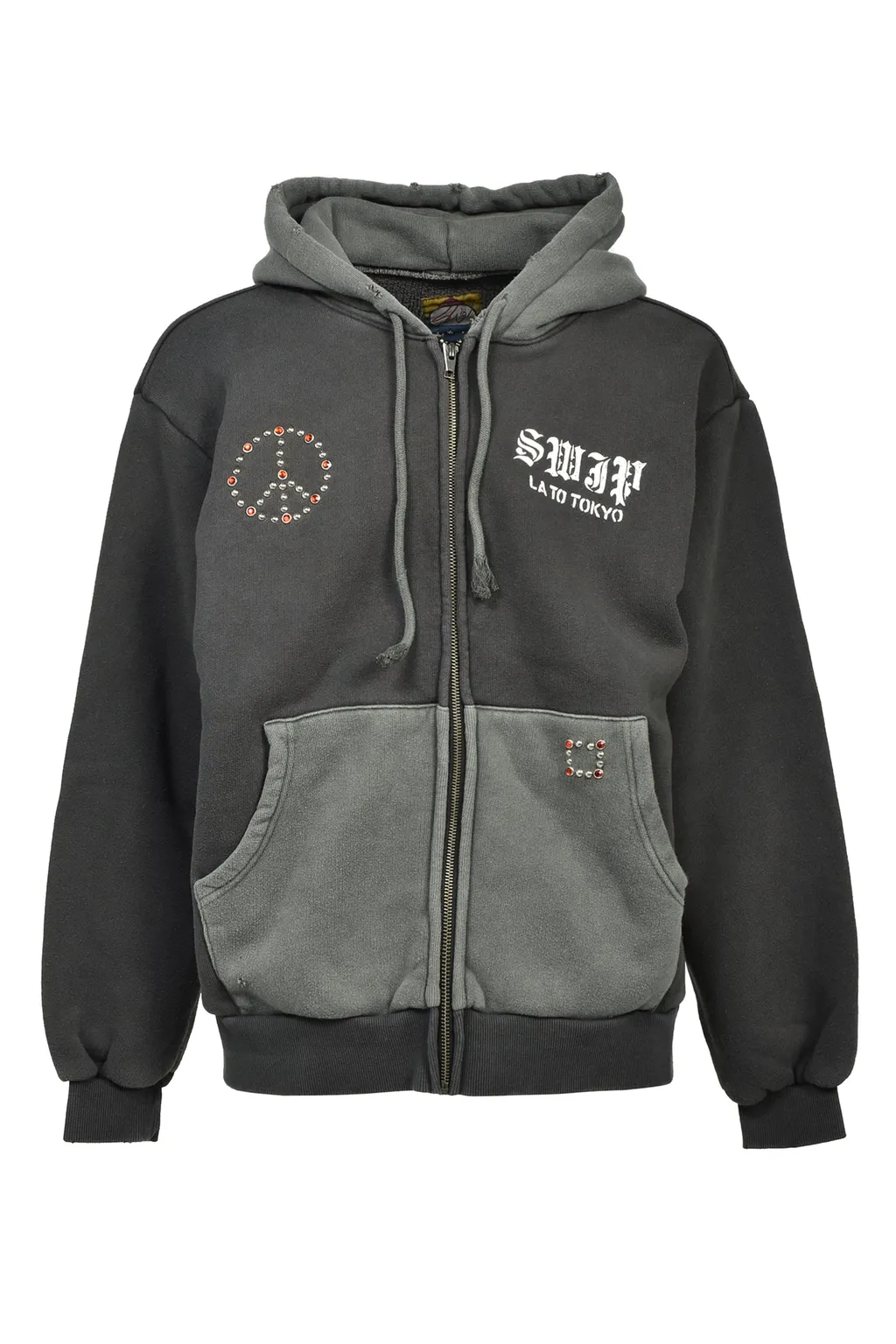 Swjp Zip Up Hoodie W/ Custom Studs Nubian / Gry