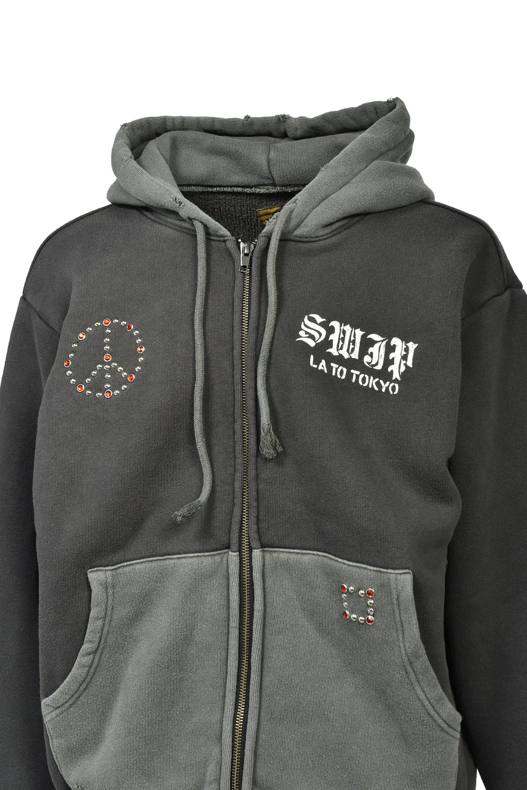 Swjp Zip Up Hoodie W/ Custom Studs Nubian / Gry