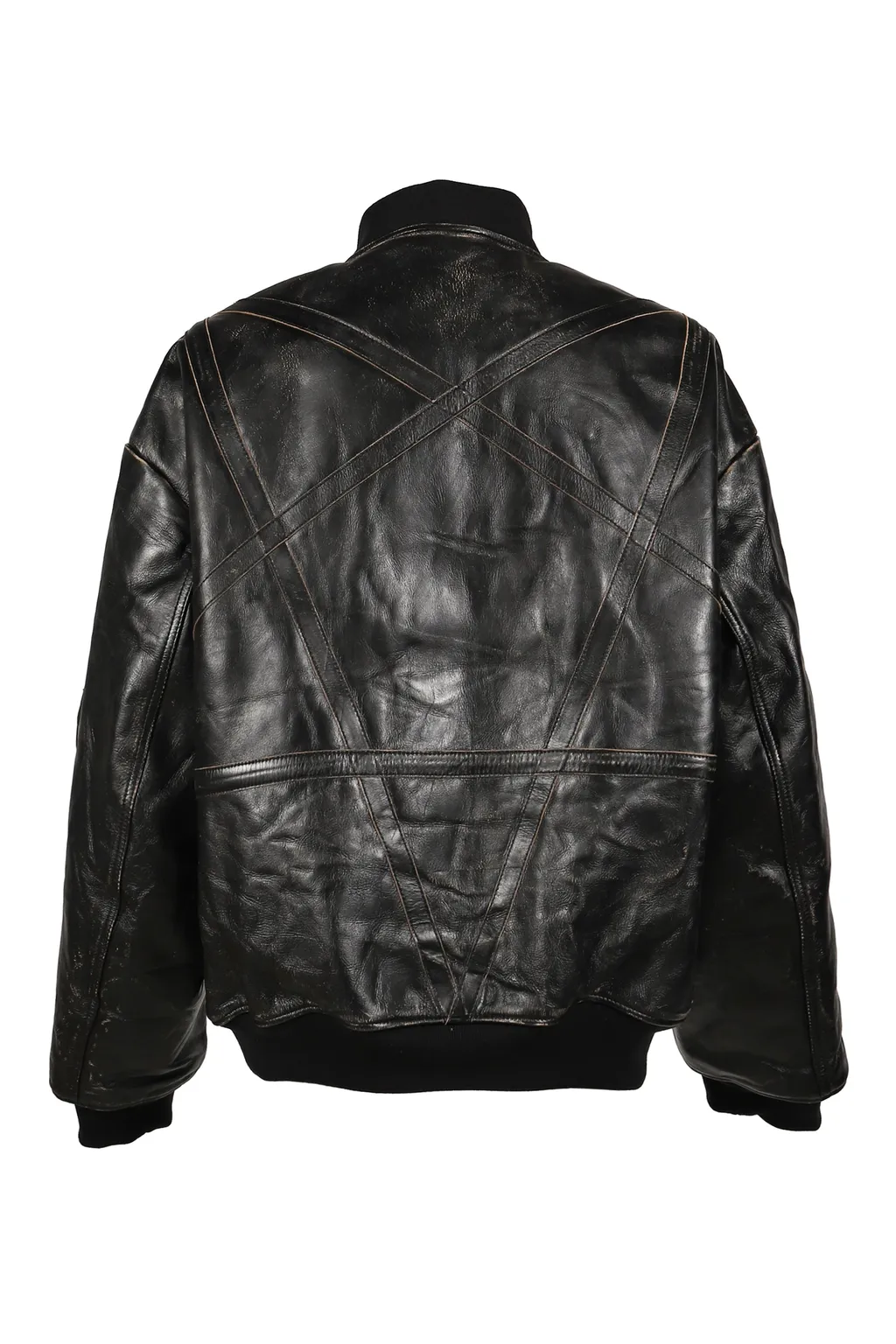 Distressed Leather Flight Jkt / Blk