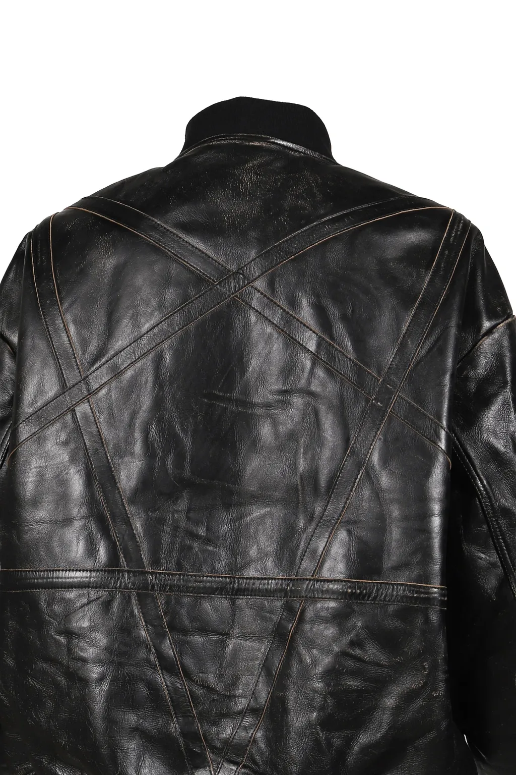 Distressed Leather Flight Jkt / Blk