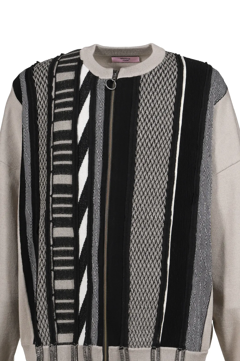 Multi Stripe Zip Up Crew / Bei Blk