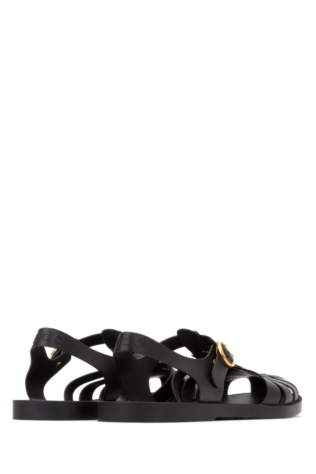Gucci Gg Logo Plaque Buckle Straps Sandals