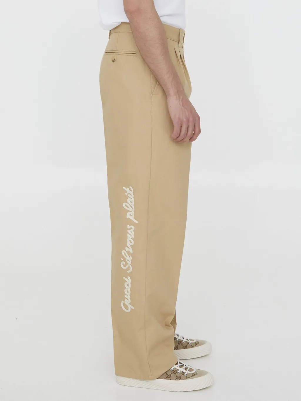 Gucci Logo Embroidered Pressed Crease Trousers