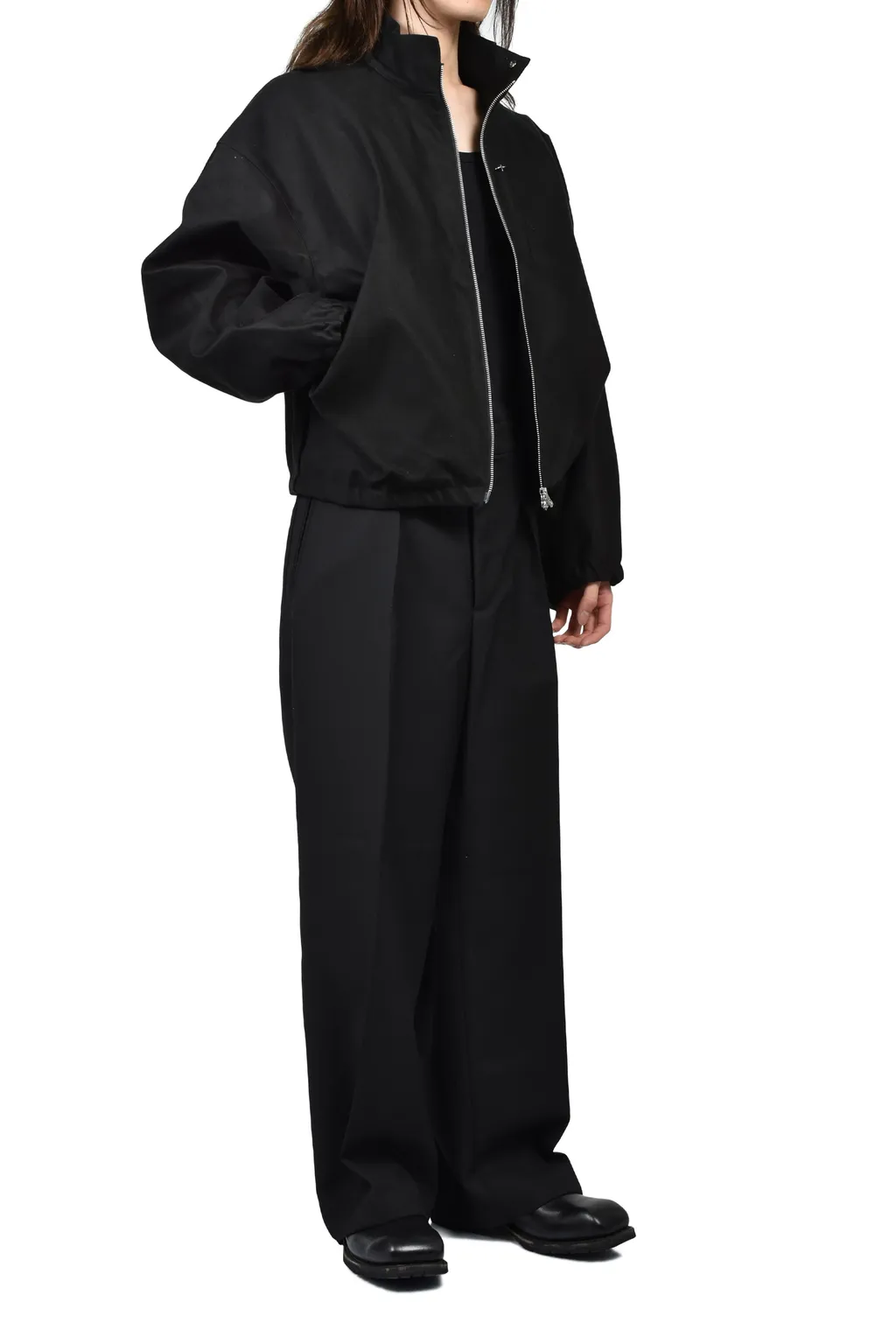 Draped Blouse In Moleskin / Black