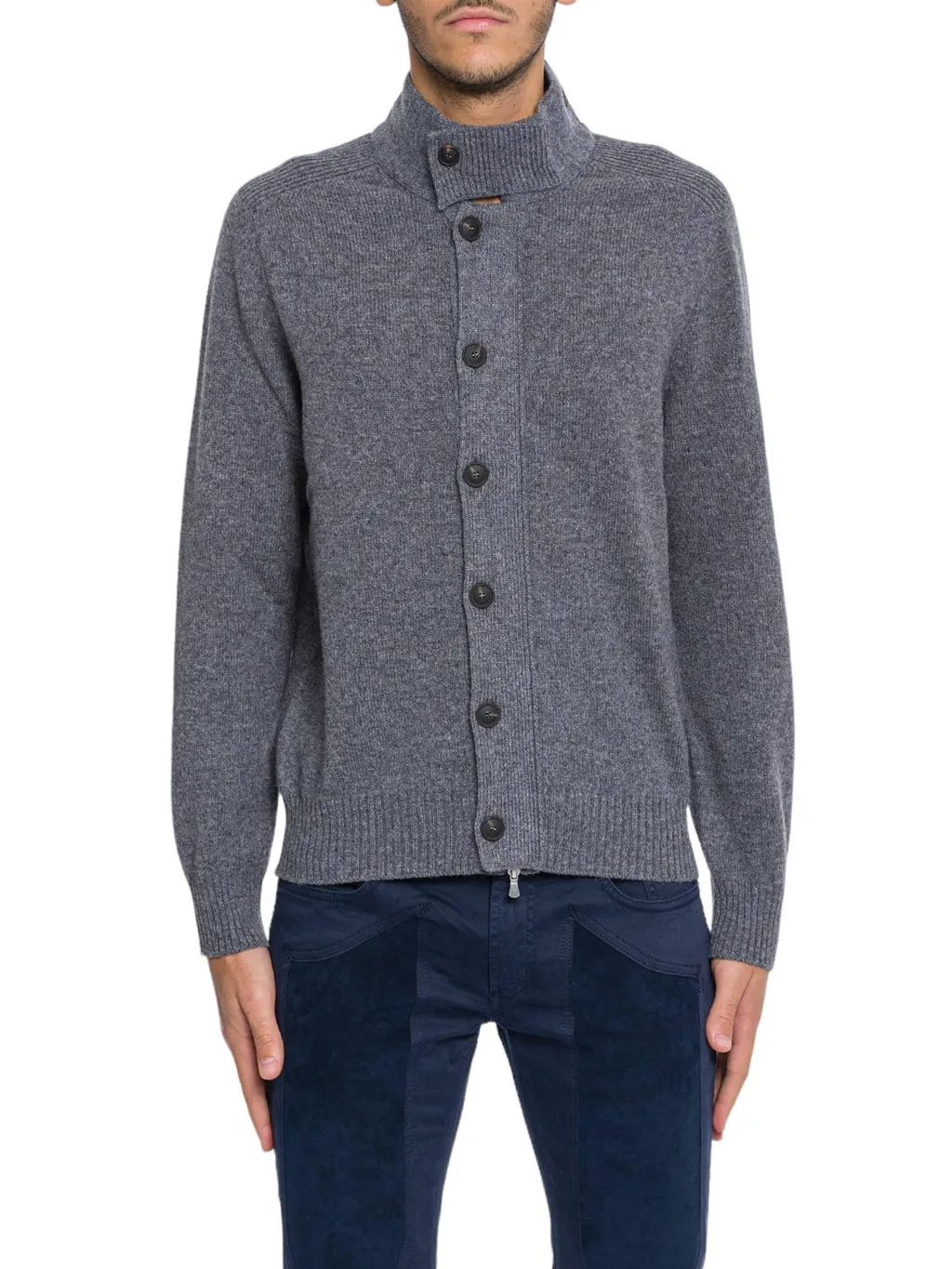 Gran Sasso High-Neck Buttoned Cardigan