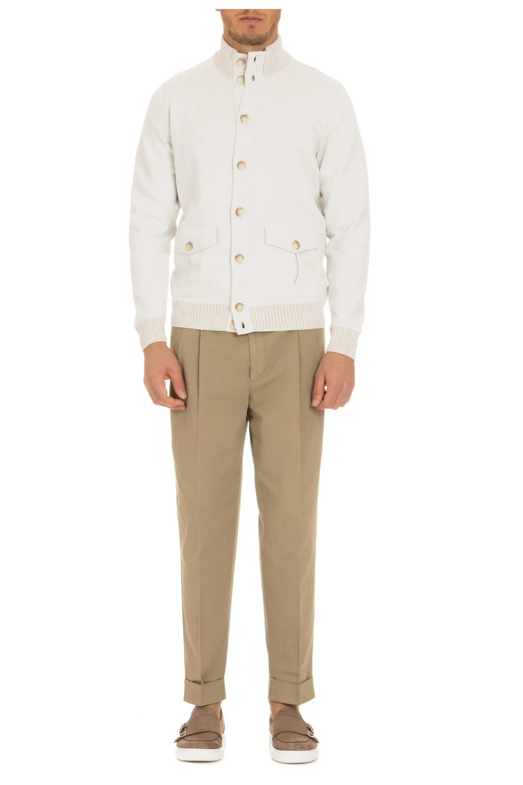 Gran Sasso High Neck Buttoned Knitted Top