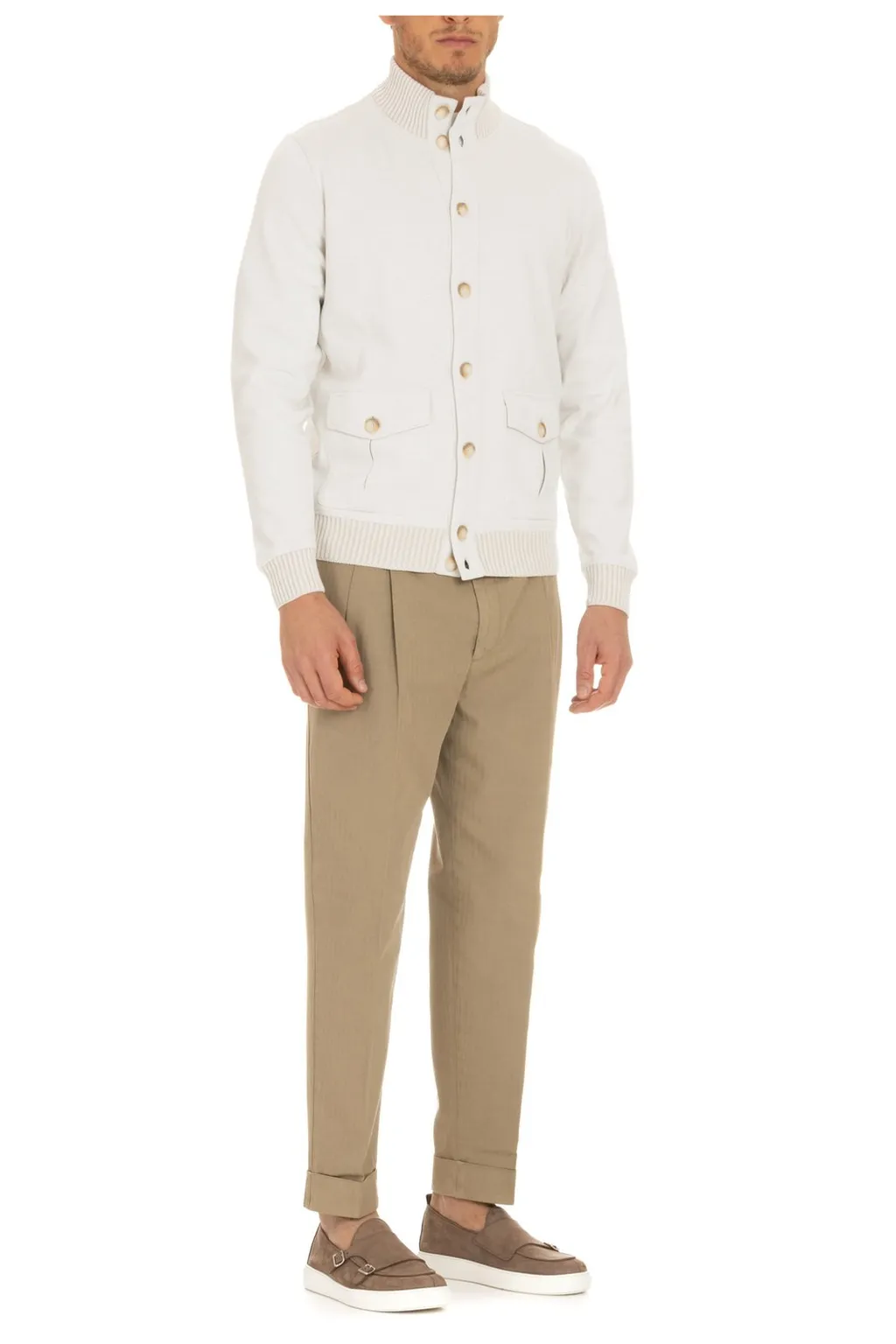 Gran Sasso High Neck Buttoned Knitted Top