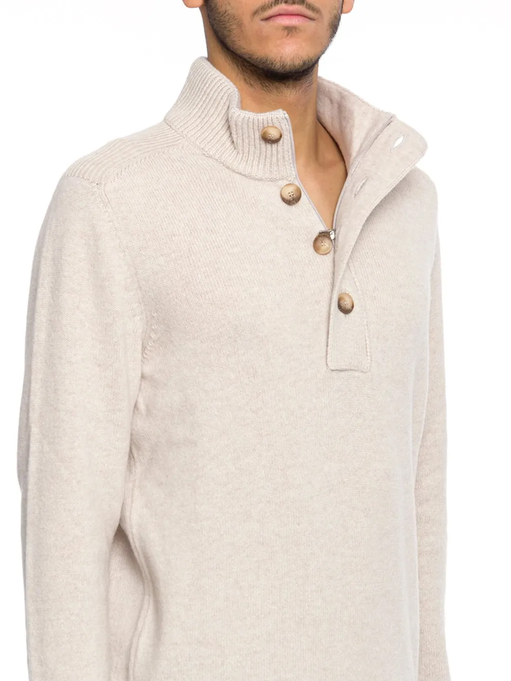 Gran Sasso High Neck Buttoned Jumper