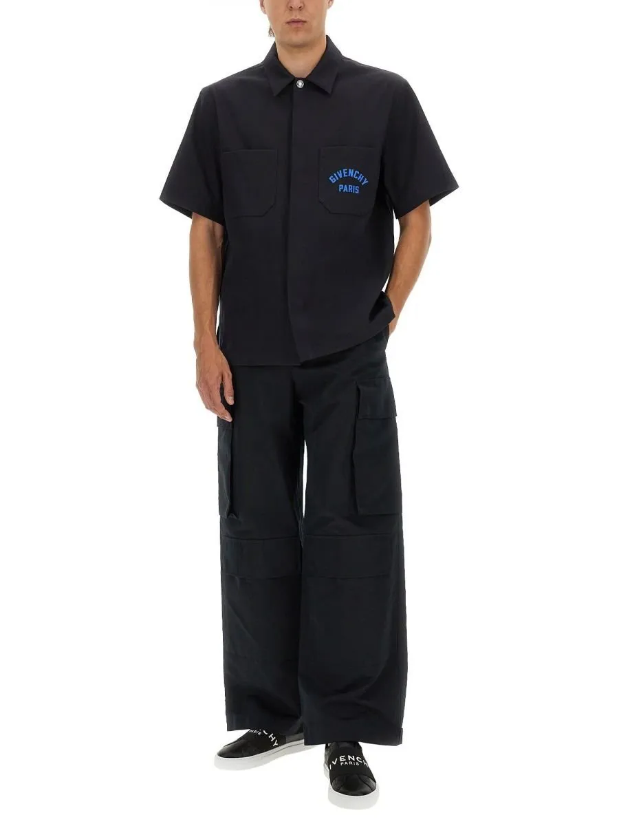 Givenchy Paris Signature Embroidered Short-Sleeved Shirt