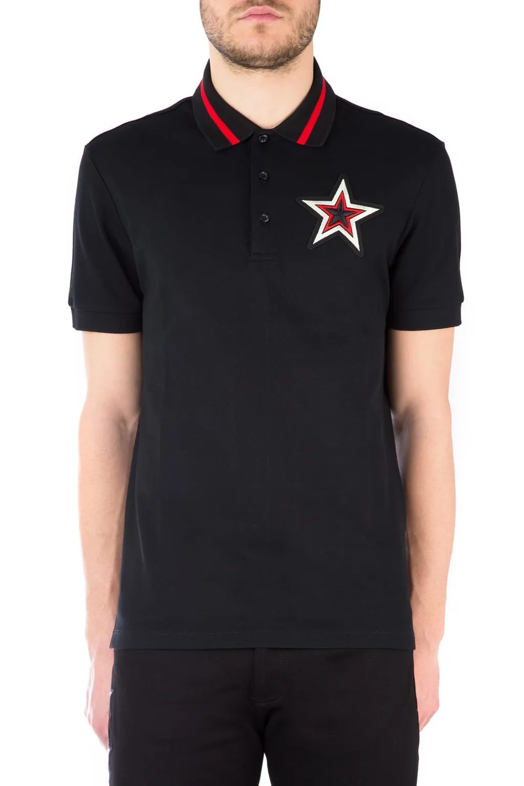 Givenchy Cuban Embroidered Star Chest Polo Shirt