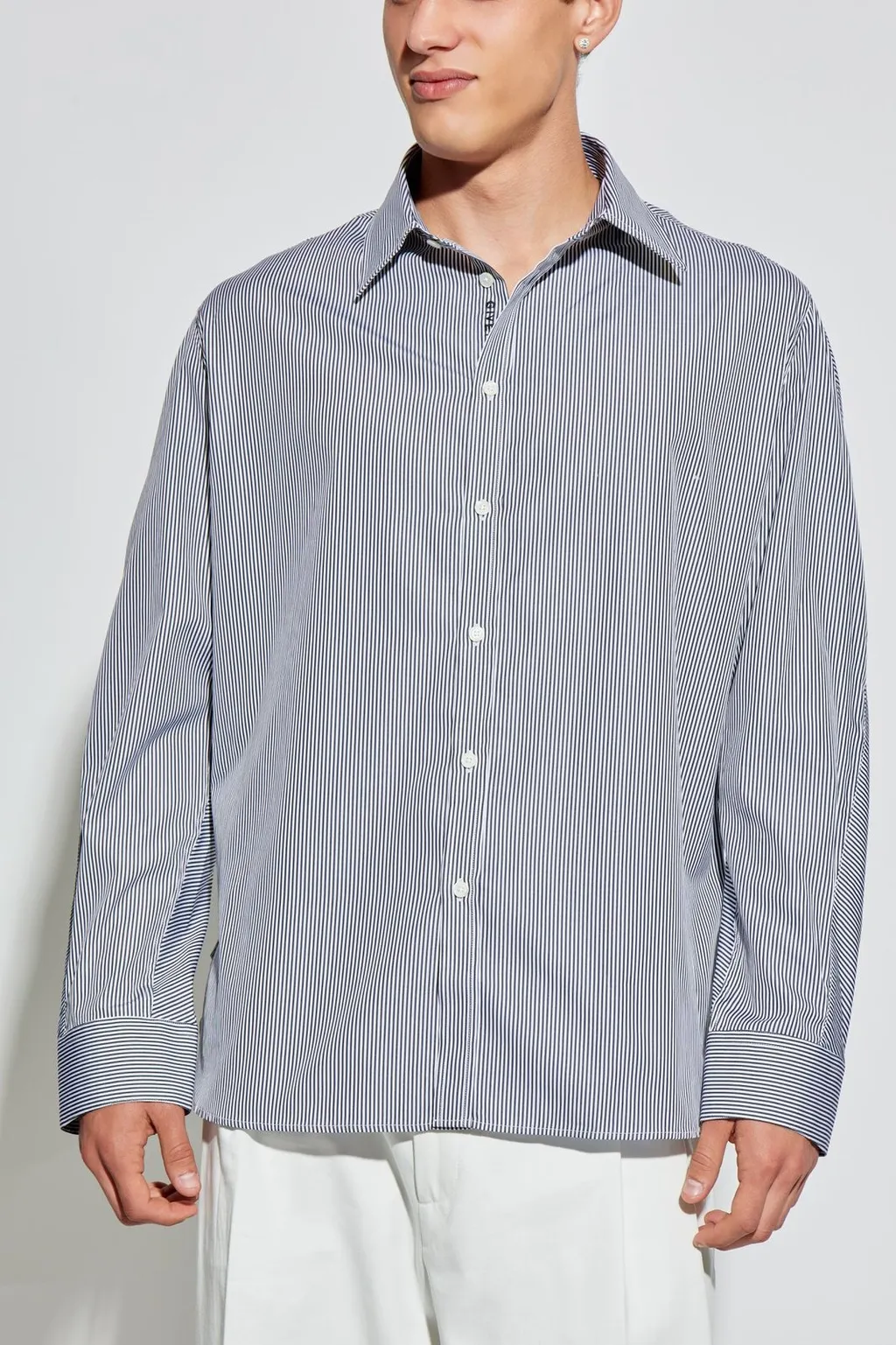 Givenchy Striped Collared Long-Sleeve Shirt