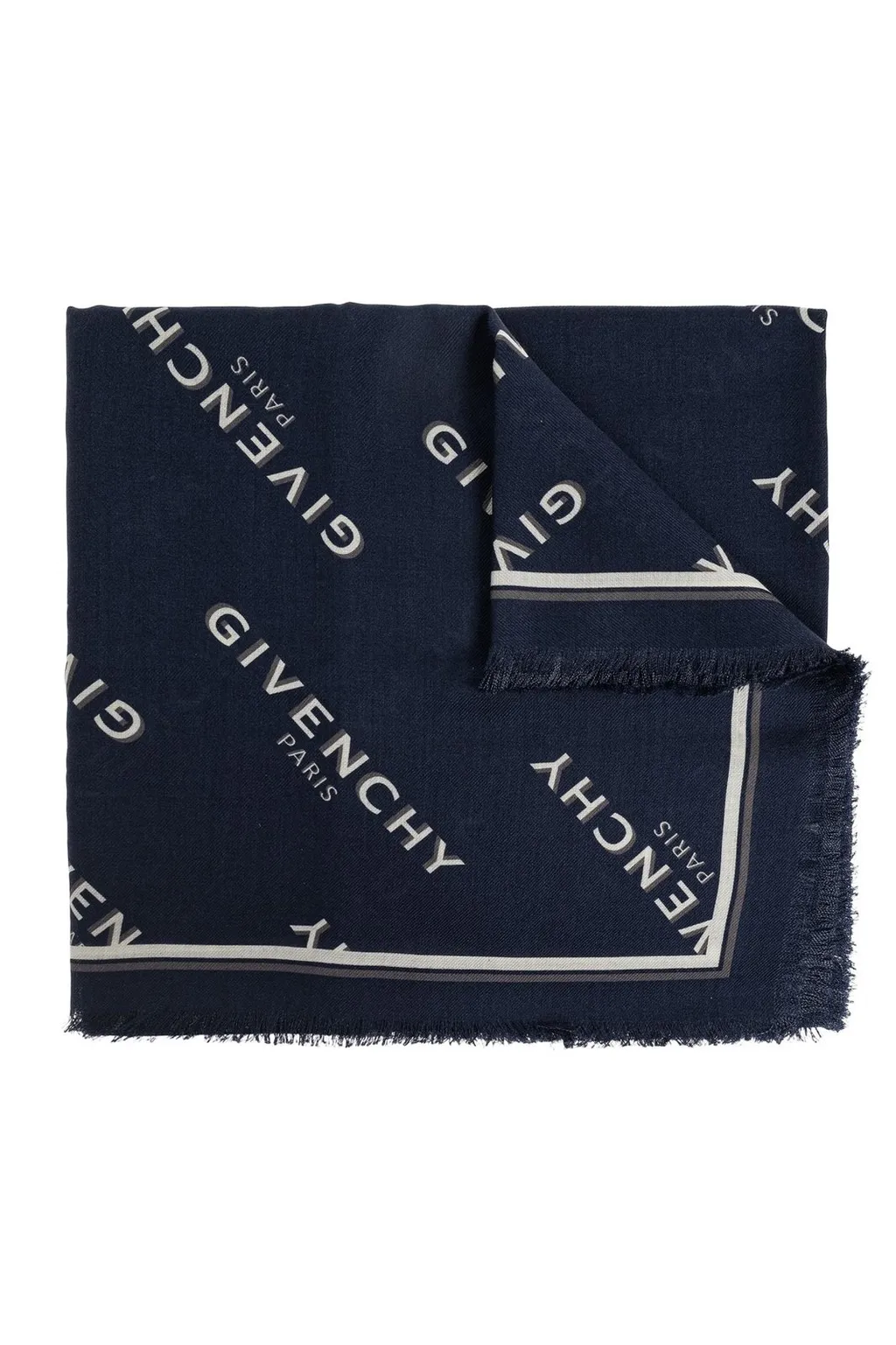 Givenchy Logo Monogram Frayed-Edge Scarf