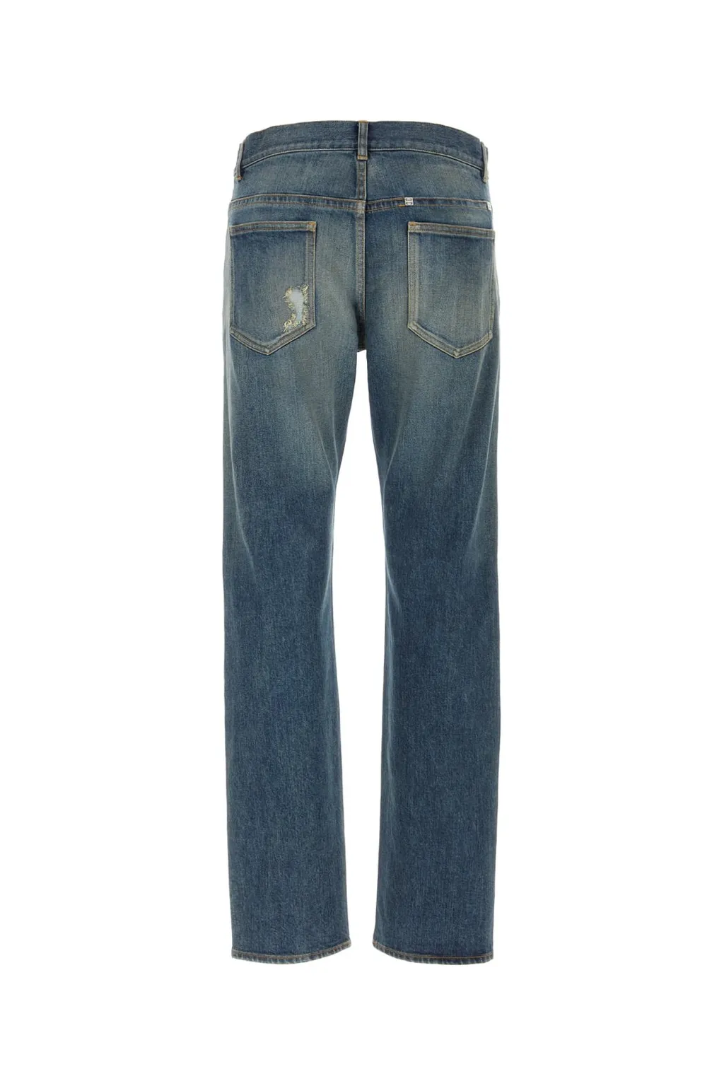 Givenchy Logo Plaque Distressed Straight-Leg Jeans