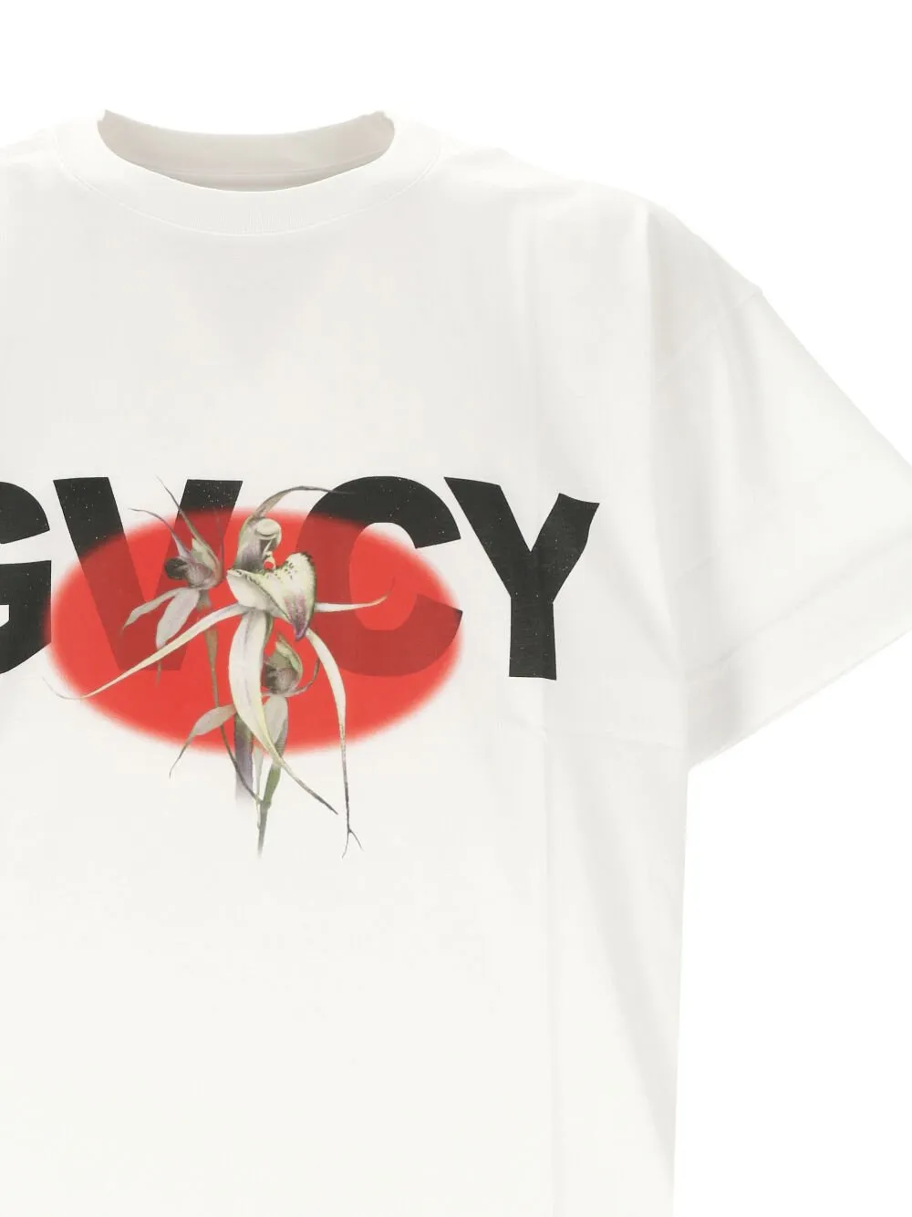 Givenchy Gvcy And Flower Printed Crewneck T-Shirt