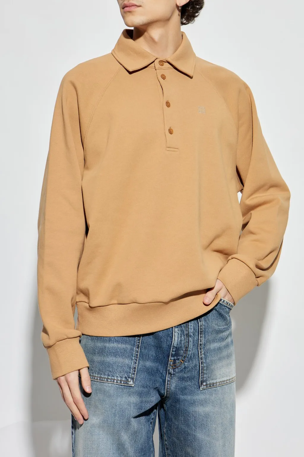 Givenchy Logo Embroidered Long-Sleeve Polo Shirt