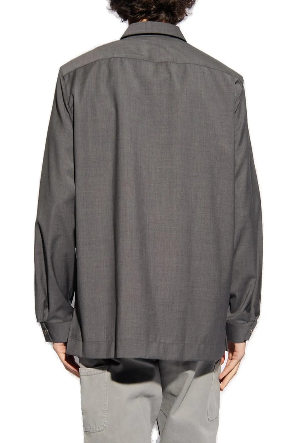 Givenchy Logo Plaque Zip-Up Shirt