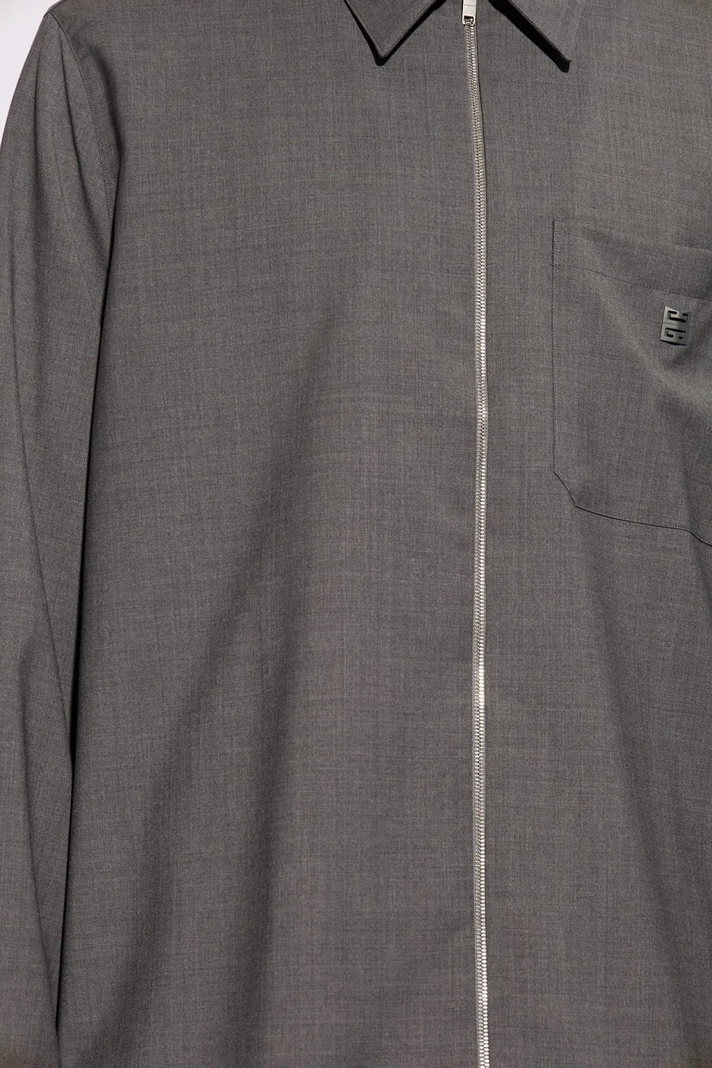 Givenchy Logo Plaque Zip-Up Shirt