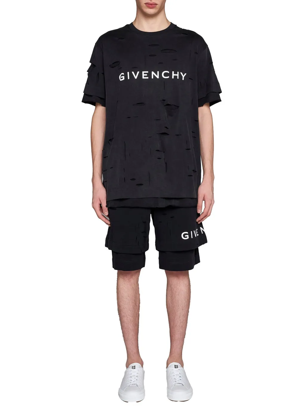 Givenchy Distresses Cut-Out Oversized T-Shirt