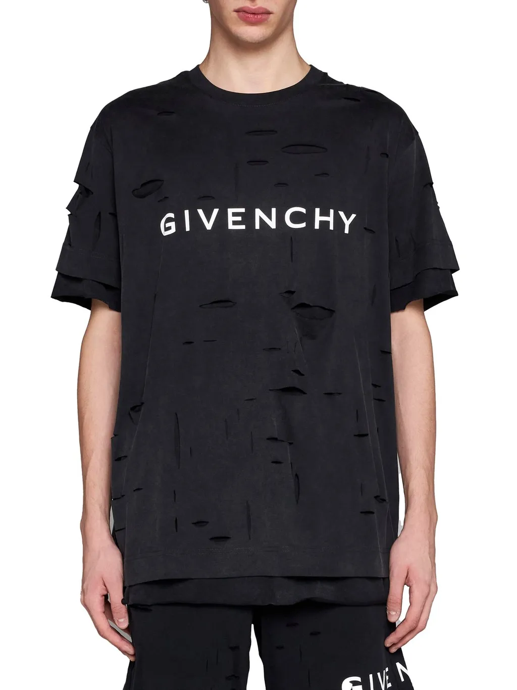 Givenchy Distresses Cut-Out Oversized T-Shirt