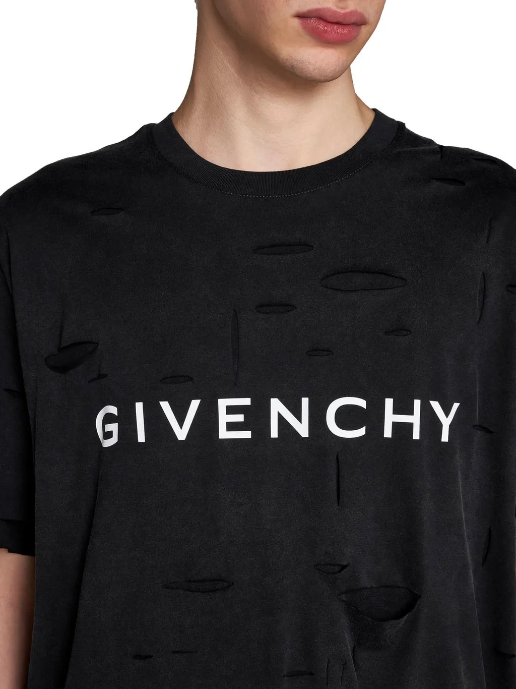 Givenchy Distresses Cut-Out Oversized T-Shirt