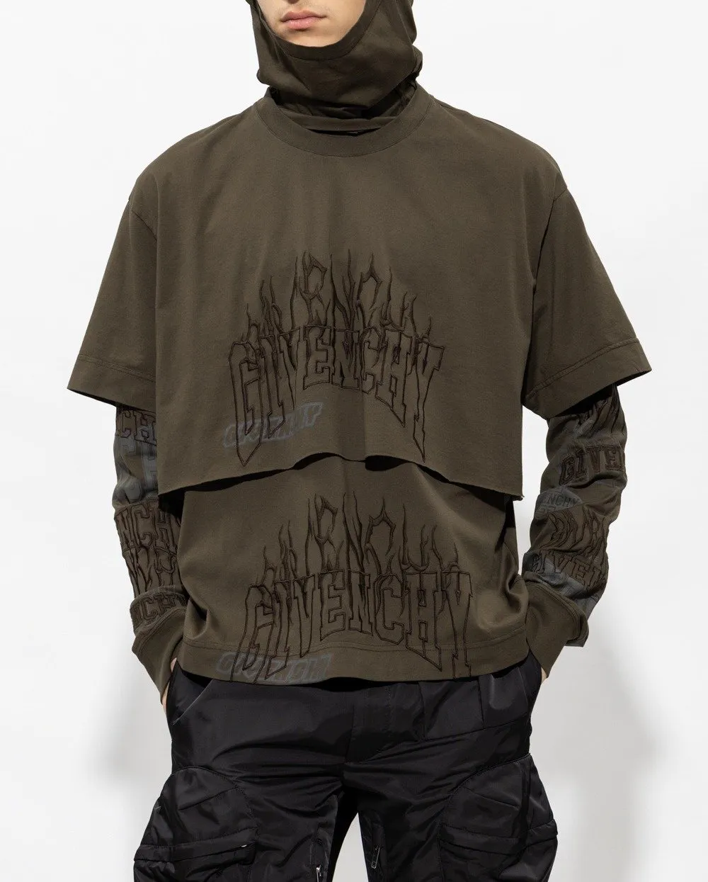Givenchy Logo-Printed Overlapped Balaclava Shirt