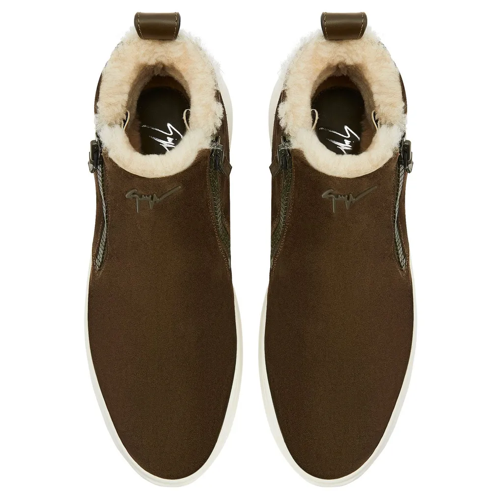 Giuseppe Zanotti Conley High Shearling Slip-On Sneakers
