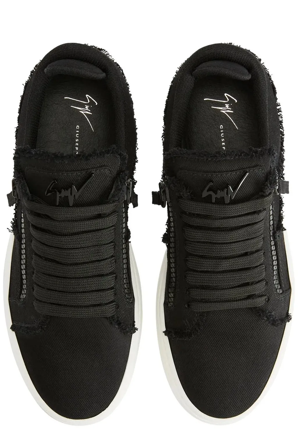 Giuseppe Zanotti Gz 94 Frayed Denim Low-Top Sneakers