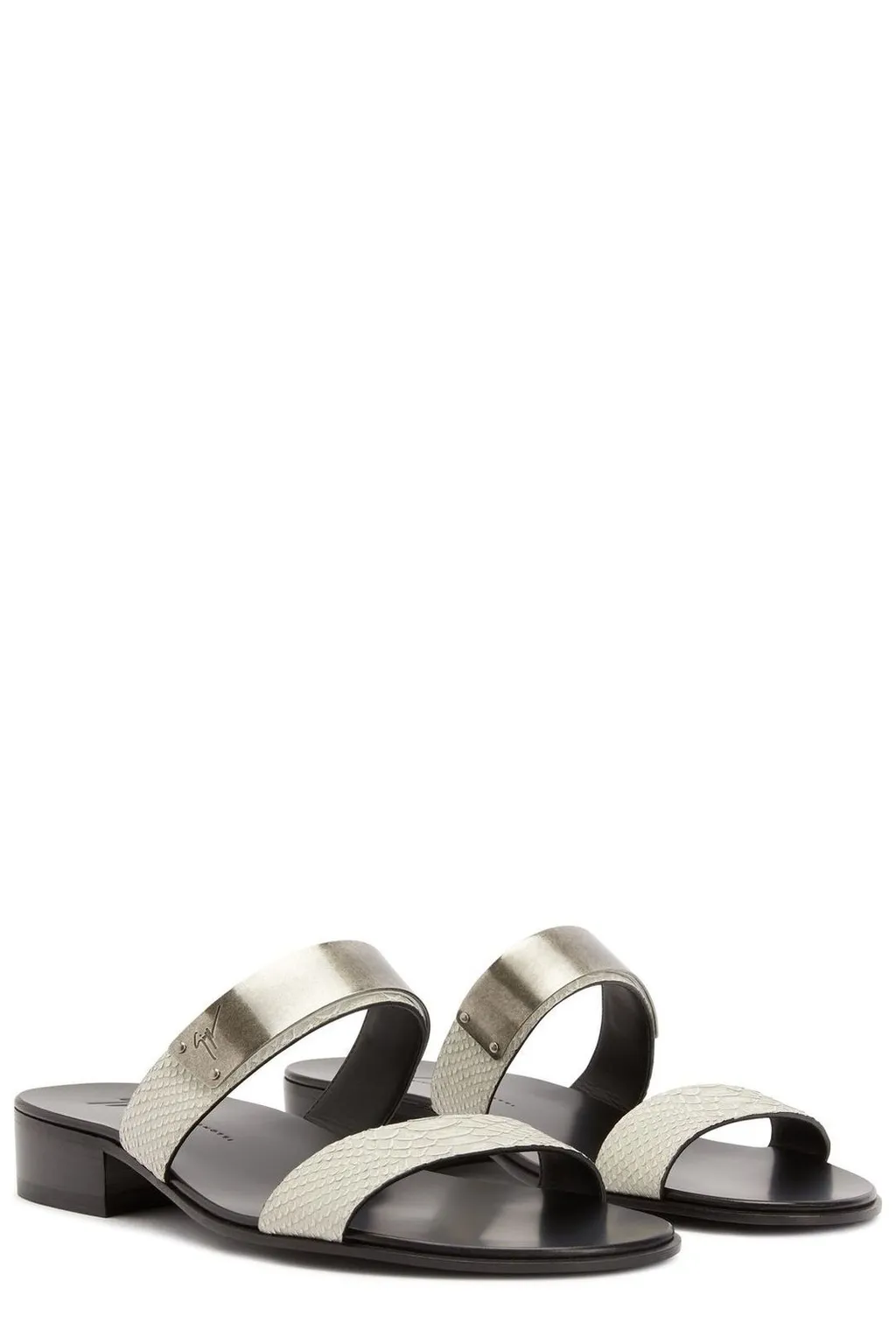 Giuseppe Zanotti Metal Plaque Slide Sandals
