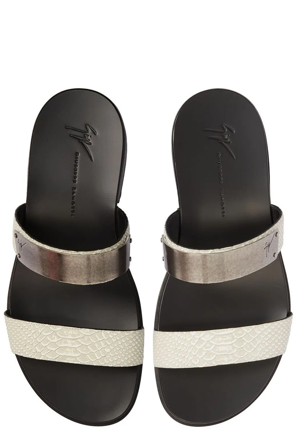 Giuseppe Zanotti Metal Plaque Slide Sandals