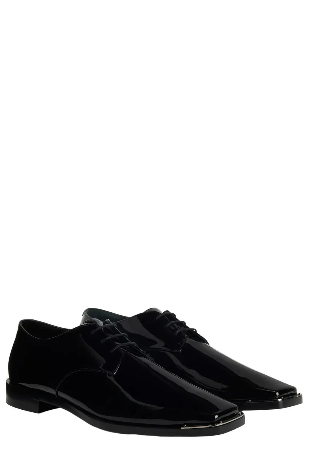 Giuseppe Zanotti Patent Square-Toe Lace-Up Shoes
