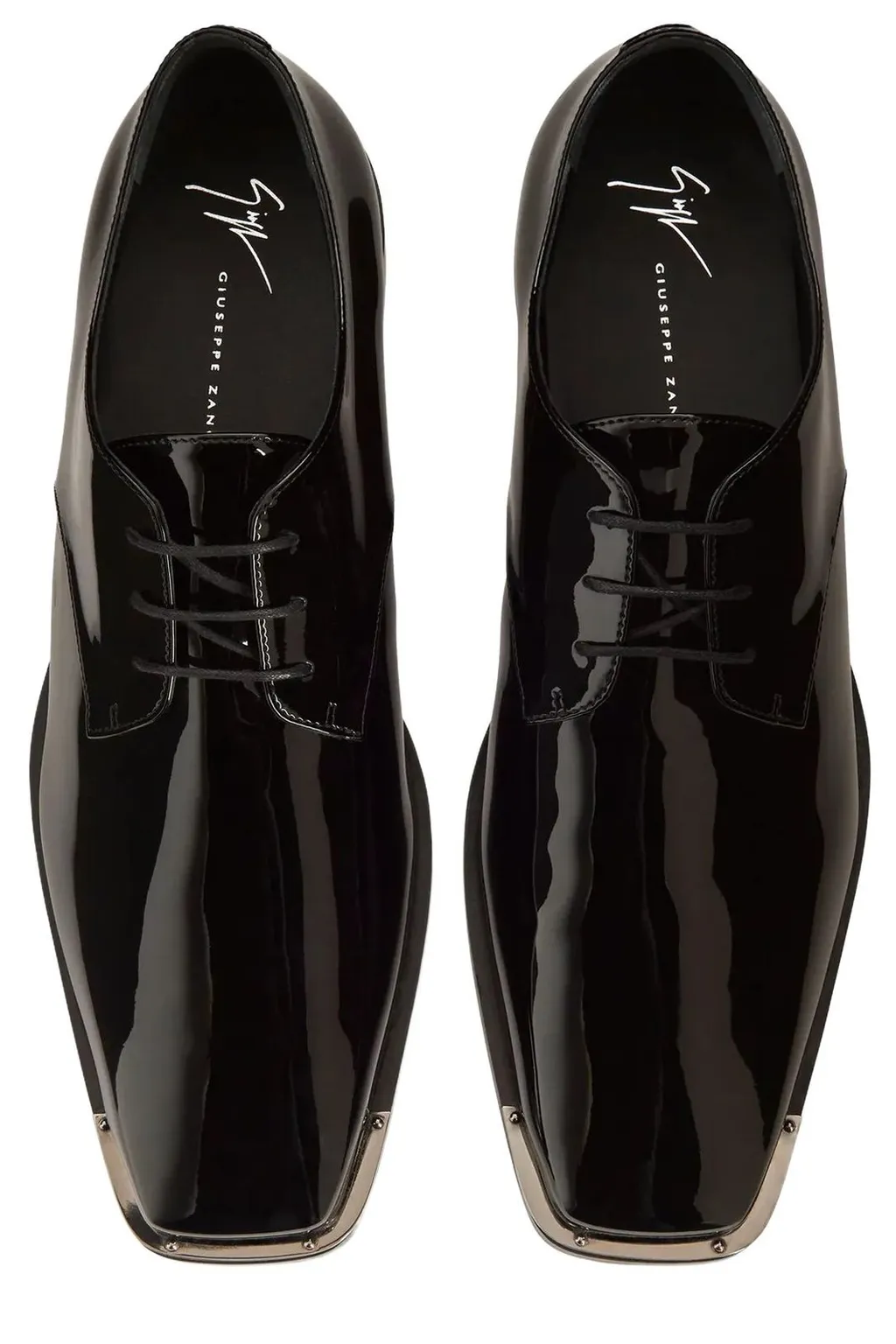 Giuseppe Zanotti Patent Square-Toe Lace-Up Shoes