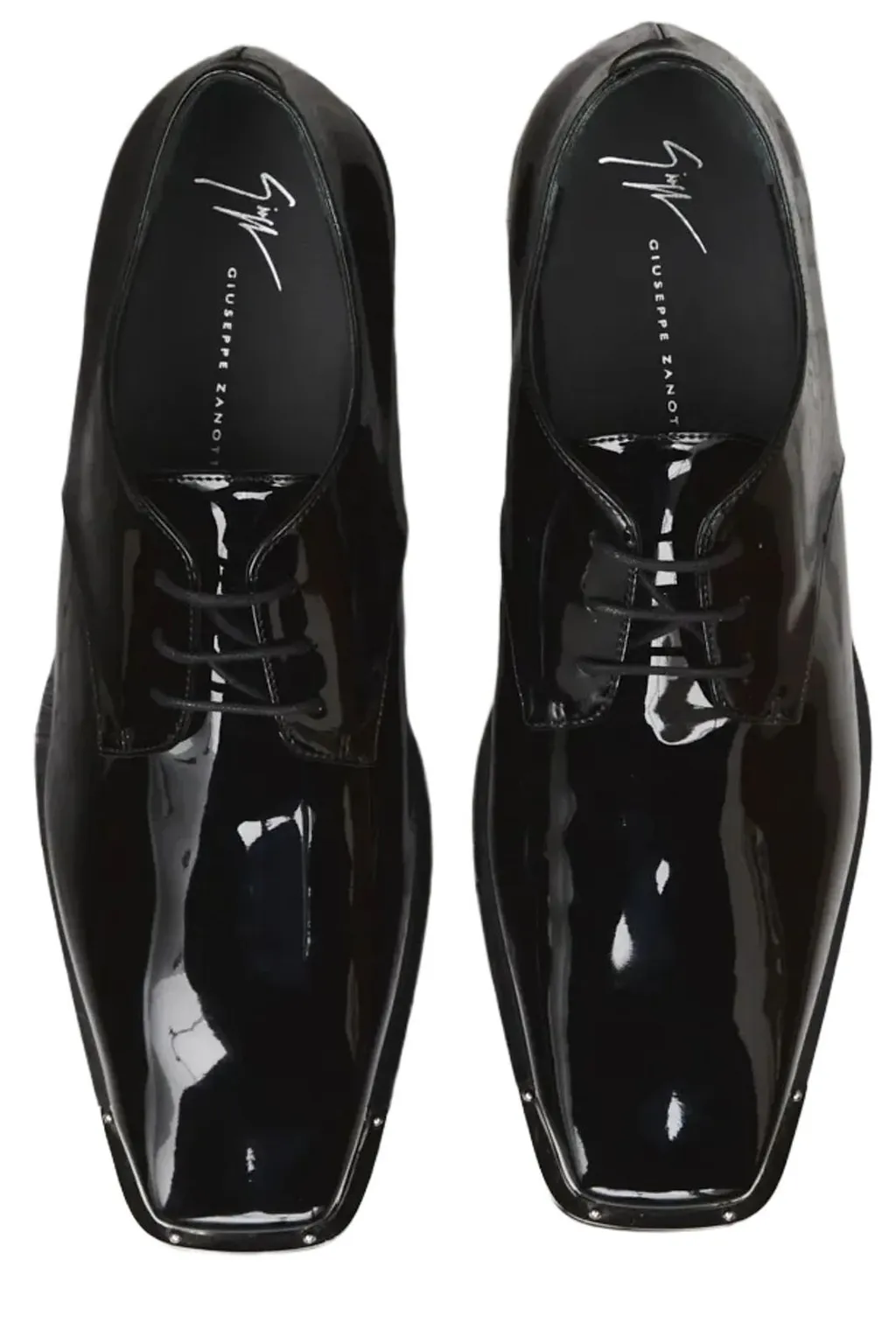Giuseppe Zanotti Patent Square-Toe Lace-Up Shoes