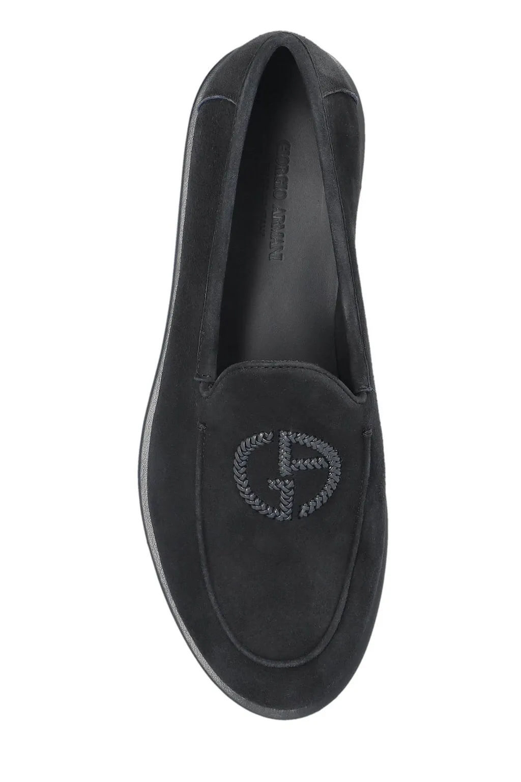 Giorgio Armani Logo Embroidered Slip-On Loafers