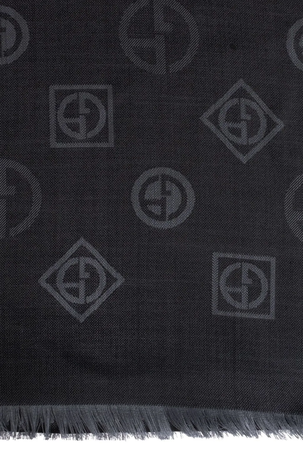 Giorgio Armani All-Over Logo Patterned Frayed Edge Scarf